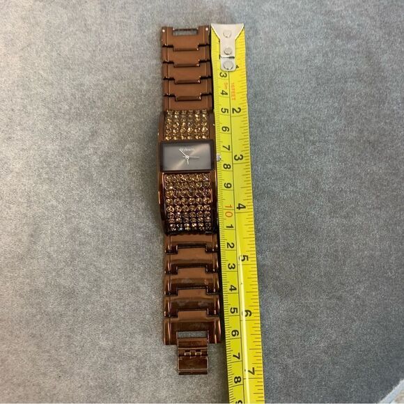 Style & Co. Bronze gold Tone Crystal rhinestone embellished bangle watch 🇨🇦 - Picture 8 of 11